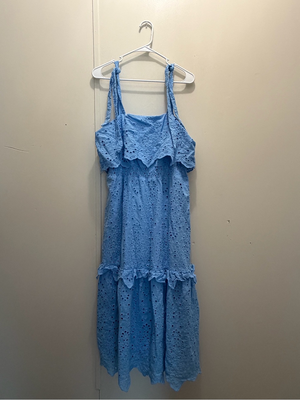 Light Blue Eyelet Sundress with Ruffle Details